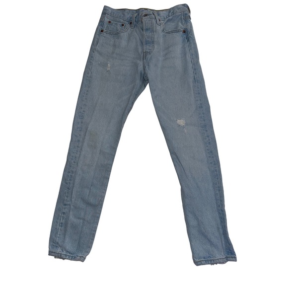 Levi's Denim - Levis 501 Skinny Light Wash Distressed High Rise Button Fly Jeans W25 L28